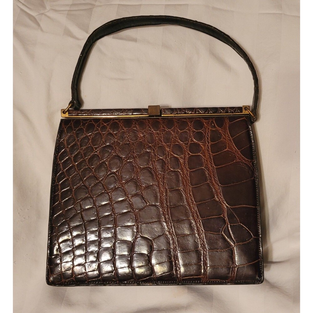 Vtg DEAUVILLE Reptile Leather Crossbody Purse Handbag